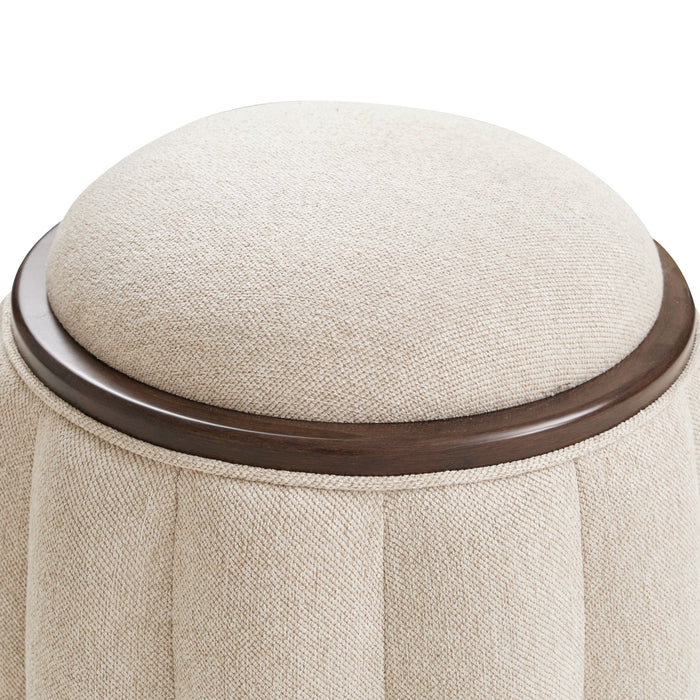 Camellia Field - Round Bench - Linen / Warm Pecan