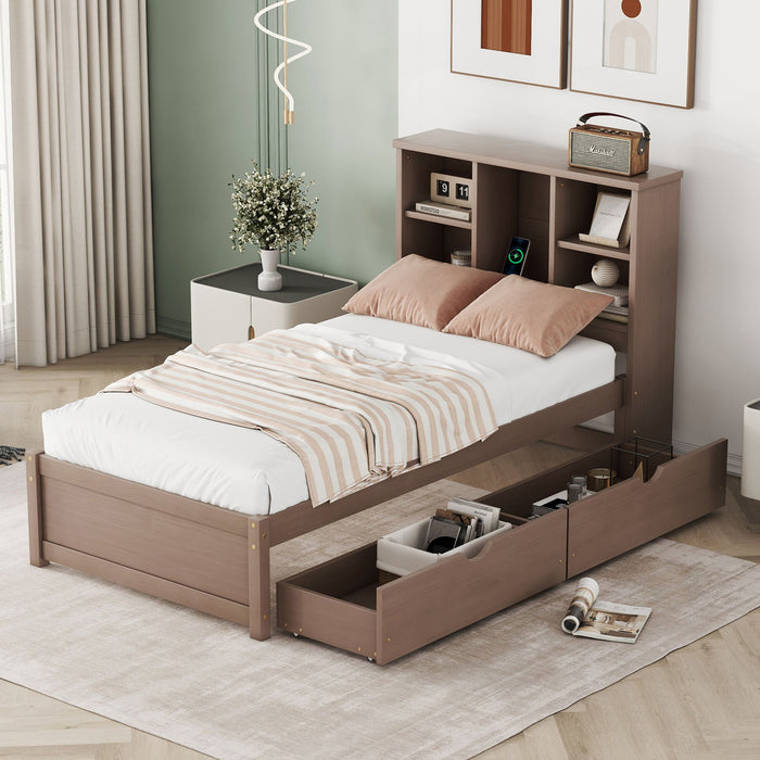 Bed Frame With Built In USB Port And 2 Drawers Home Essentials