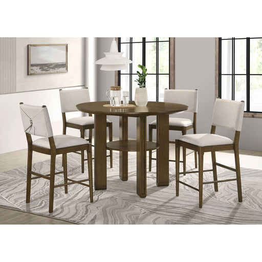 Crispin - 5 Piece Counter Height Dining Set With Upholstered Chairs - Brown Furniture Max