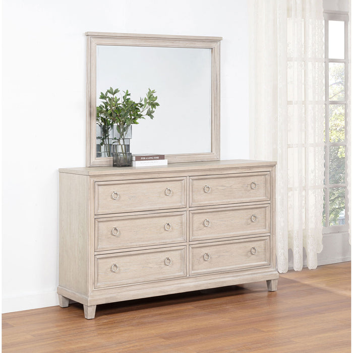 Wedner - 6 Drawer Dresser With Mirror - Oak Furniture Max