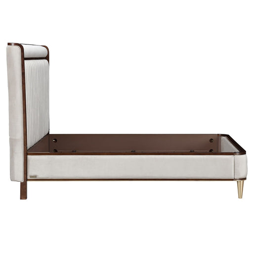 Houston - Eastern King Channel Tufted Panel Bed - Porcini / Walnut Michael Amini