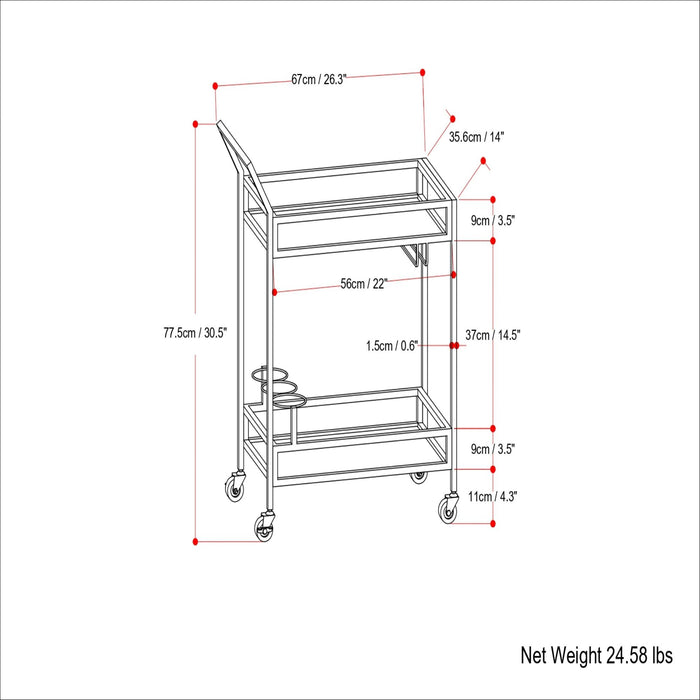 Watts - Bar Cart - Chrome Simpli-Home