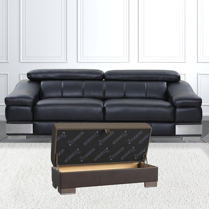 Polyester Blend Tufted Storage Ottoman - Brown