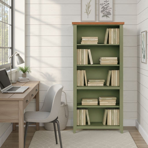 72" High 5 Shelf Bookcase - Sage Green And Fruitwood Home Essentials