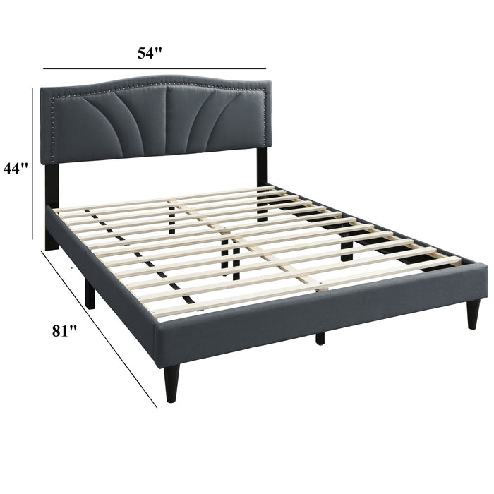 Bed With Nailhead Trim Accents, Upholstered Platform Frame Home Essentials