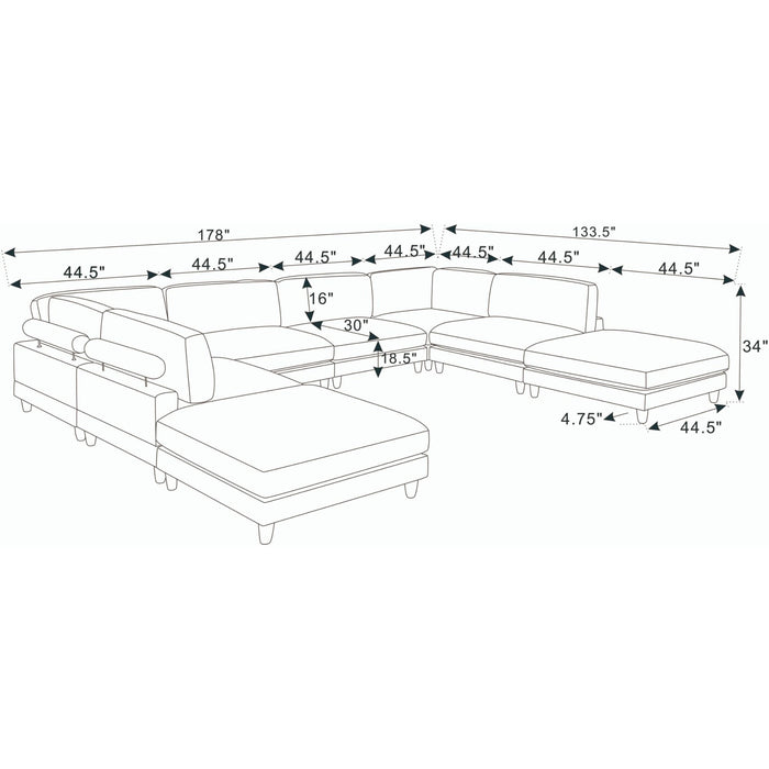 Modern Modular Sectional With Adjustable Back Support Home Essentials