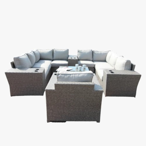 Outdoor 7 Person Conversation Set With Cushions, All Weather - Gray Mix LSI Patio Furniture