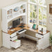 Space Saving L-Shaped Computer Desk With Keyboard Tray & Charging Stations Hearth and Haven