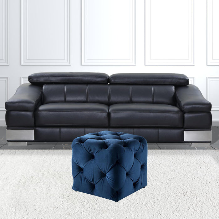 Velvet Cube Ottoman - Navy Blue