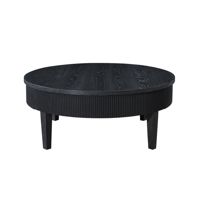 Tate - Round One Drawer Coffee Table - Black New Classic