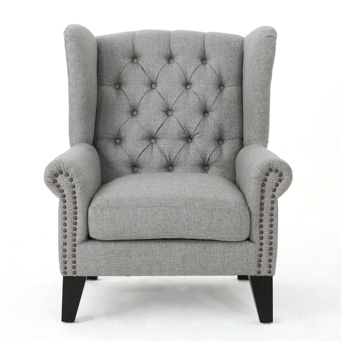 Accent Chair - Gray - Metal / Mesh / Wood / Fabric