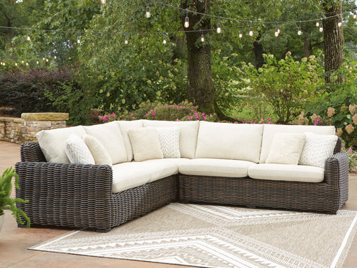 Kimora - 3-Piece Outdoor Sectional - Beige / Dark Brown Signature Design by Ashley®