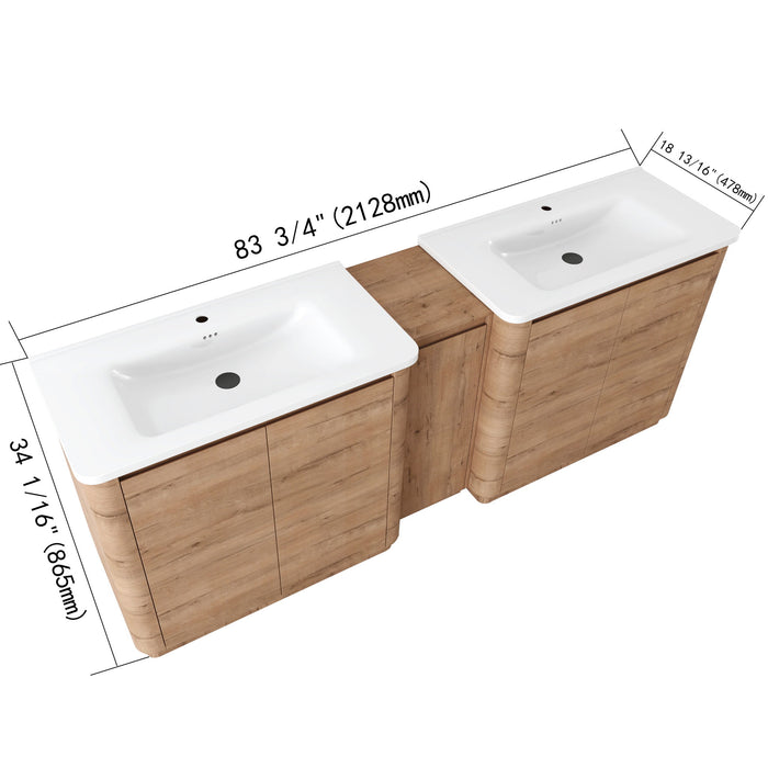 Soft Close Door Freestanding Bathroom Vanity With Sink, 1 Small Storage Cabinet Home Essentials