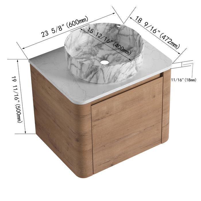 Wall Mounted Bathroom Vanity With Art Sink & 1 Soft Close Door Home Essentials