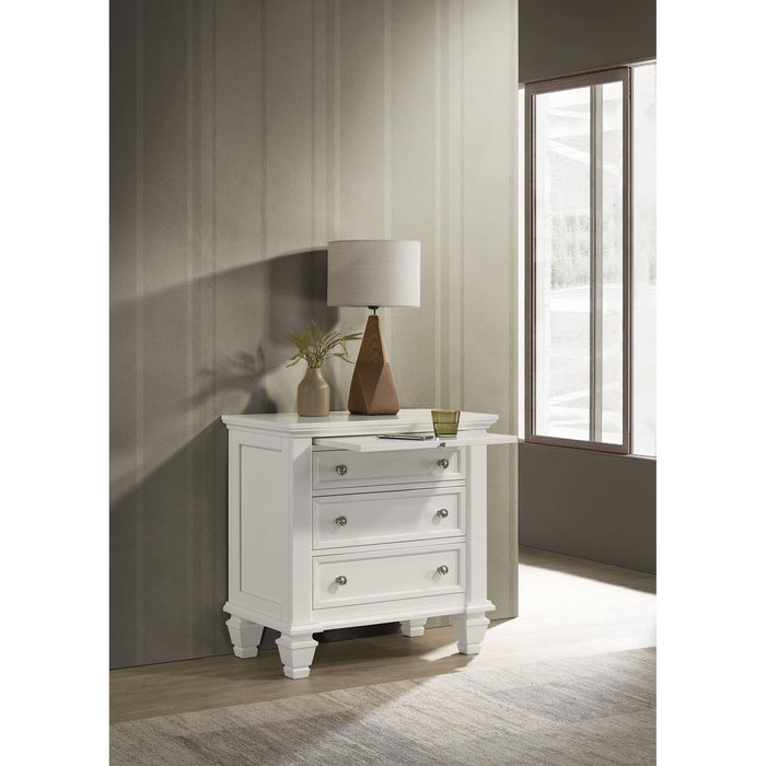 Cottage 3 Drawer Nightstand With Pull Out Tray - Cream White Furniture Max
