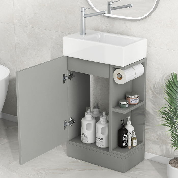 Modern Bathroom Vanity With Sink And 2 Tier Shelf Hearth and Haven