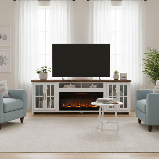Fireplace TV Stand Console & Fixed Shelves Home Essentials