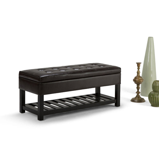 Cosmopolitan - Storage Ottoman Bench With Open Bottom - Tanners Brown Simpli-Home