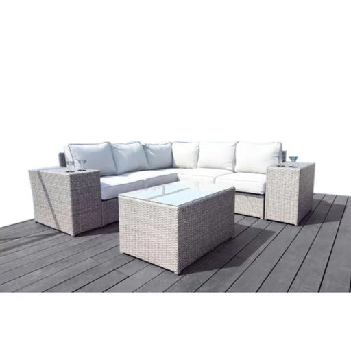 4 Piece Wicker Outdoor Seating Group With Cushions - Gray Mix LSI Patio Furniture