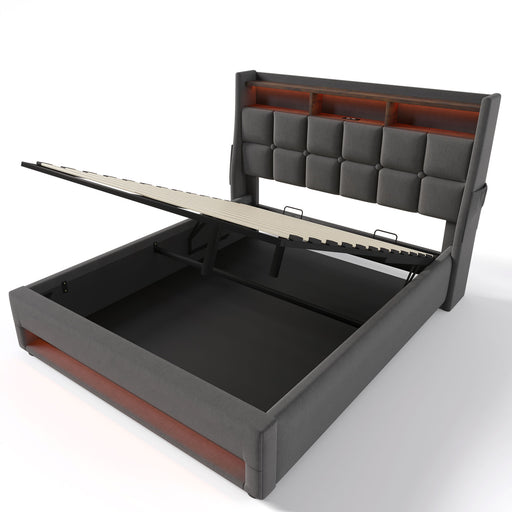 Upholstered Platform Bed With A Hydraulic Storage System, LED And USB Charging (Without Mattress) Artistry At Home