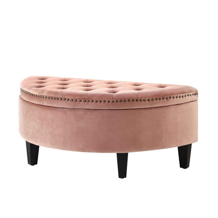 Velvet Tufted Half Circle Storage - Blush / Black