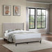 Eastern King Size Platform Bed, Upholstered Headboard - Light Brown Home Essentials