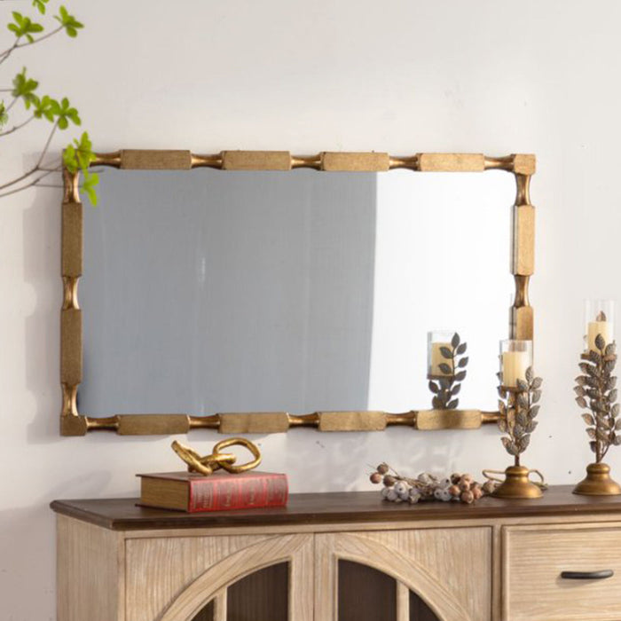 Rectangular Wall Mirror With Frame For Living Room - Gold Home Essentials