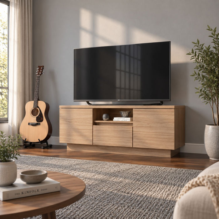 TV Stand For TVs Up To 50" With 1 Drawer And 2 Doors - Walnut Home Essentials