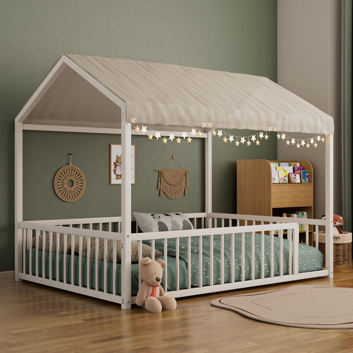 Montessori Floor Bed Frame With House Shape Hearth and Haven