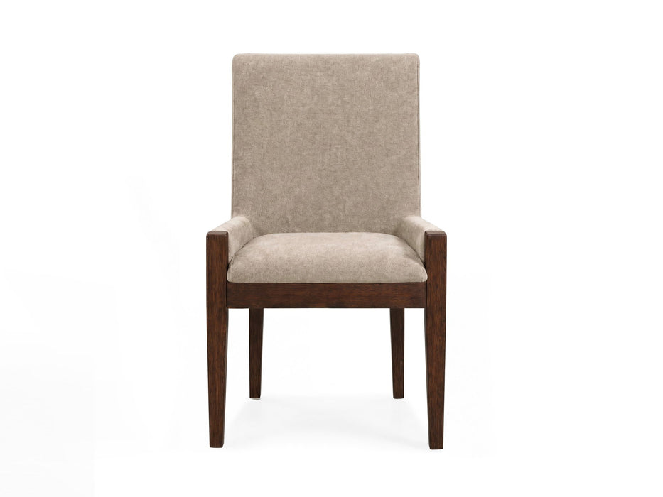 Reena - Upholstered Host Chair (Set of 2) - Rich Brown / Beige Magnussen Furniture