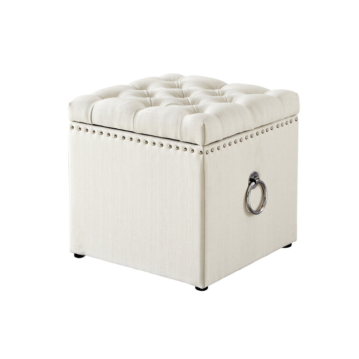 Linen Tufted Storage - White / Black