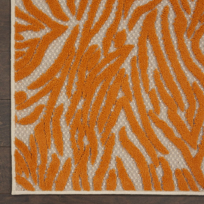 3' X 4' Abstract Stain Resistant Indoor / Outdoor Area Rug - Orange / Ivory