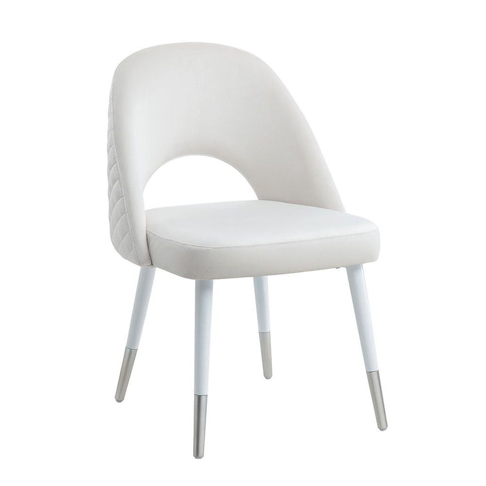 Zemirah - Side Chair Set of 2) - White Velvet & White Gloss