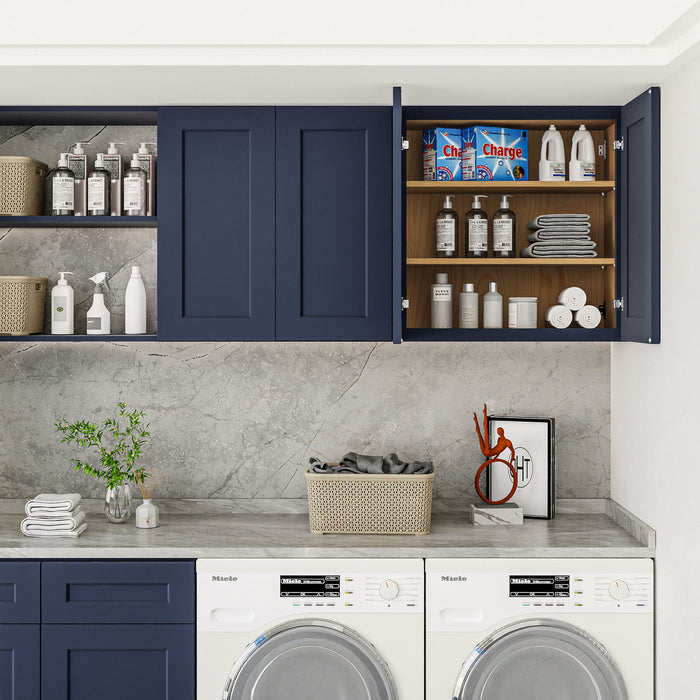 Shaker Wall Cabinet With Soft Close Hinges, Adjustable Shelves, Double Door Home Essentials