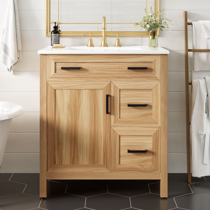 Bathroom Vanity With Sink, 2 Soft Close Drawers, 1 Soft Close Door, Adjustable Shelf Hearth and Haven