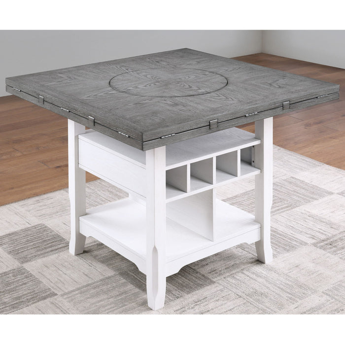 Counter Height Dining Table With Built In Lazy Susan And Storage Shelves Home Essentials