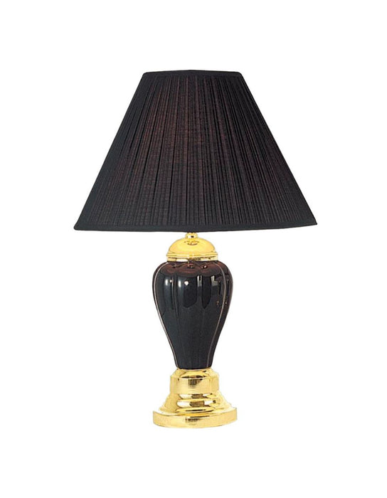 Ceramic Urn Table Lamp With Black Empire Shade - Black / Gold