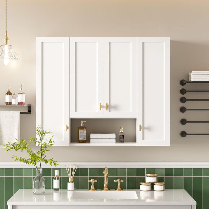 30" Bathroom Cabinet With 5 Adjustable Shelves, Wall Mounted Medicine Cabinet - White Hearth and Haven
