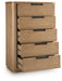 Pamaria - Five Drawer Chest - Light Brown Signature Design by Ashley®