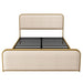 Queen Size Bed Frame With Curved Upholstered Headboard And Footboard - Beige / Gold Hearth and Haven
