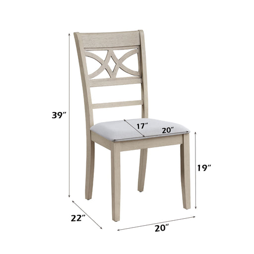 Ferris - 7 Piece Dining Set With Cross Back Chairs And Rectangular Table - Antique White Acme