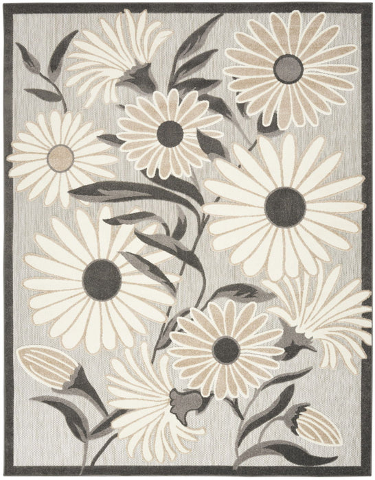 9' X 12' Floral Stain Resistant Non Skid Area Rug - Beige