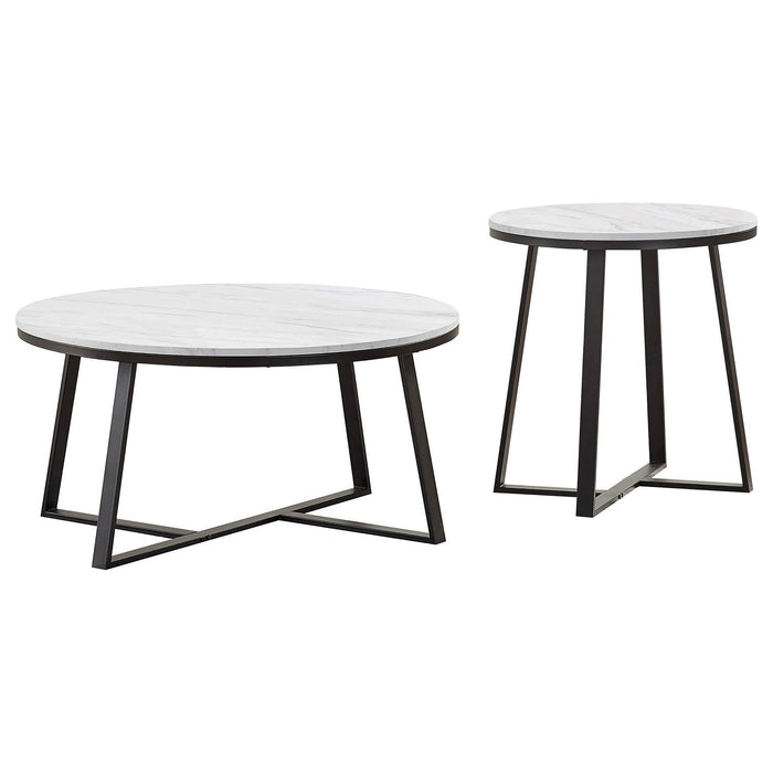 Melisa - 2 Piece Coffee And End Table Set - White Marble Furniture Max