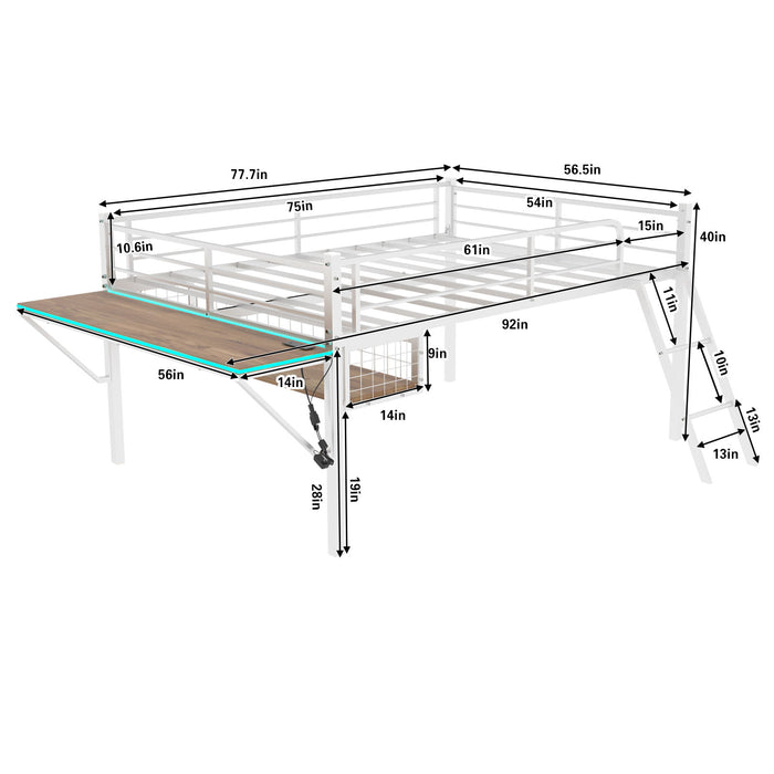 Loft Bed With Built In Desk, LED Light Strip Home Essentials