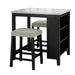 Dining Table Set With Storage Shelves, 3 Piece With 2 Stools - Black / Ivory / White Home Essentials