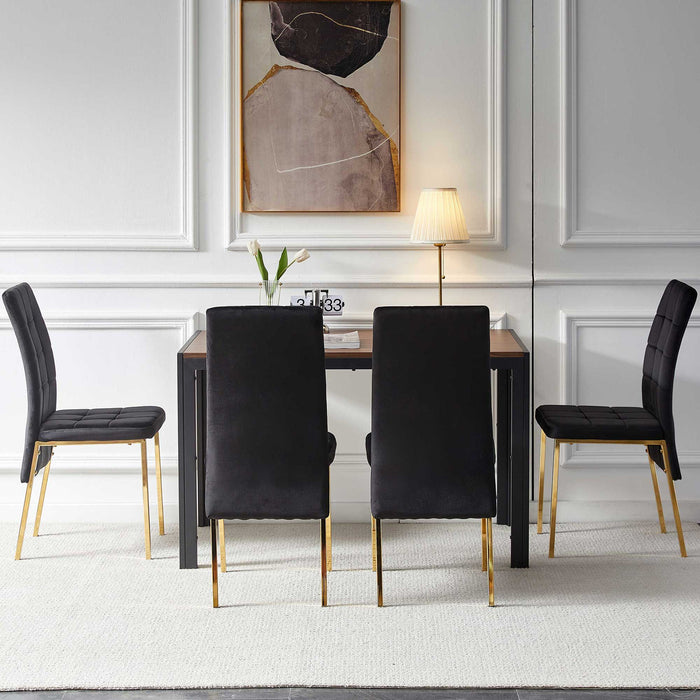 5 Pieces Dining Set Including High Back Color Legs Nordic Dining Chair & Creative Design Dining Table