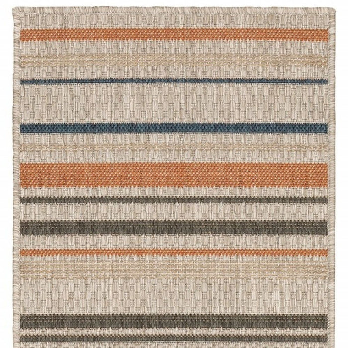 2' X 8' Striped Indoor / Outdoor Area Rug - Blue / Gray