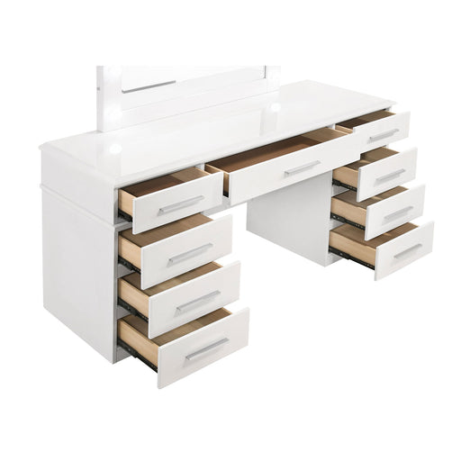 Sarah - 9 Drawer Vanity Desk With Mirror Set - White Furniture Max