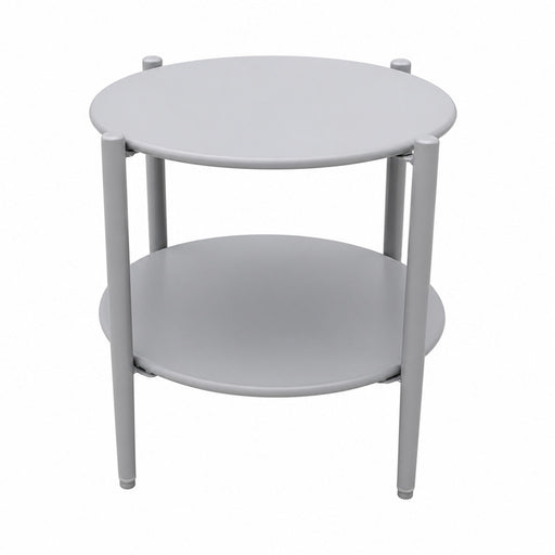 Round Outdoor Coffee Table With Shelf For Garden - Gray Home Essentials