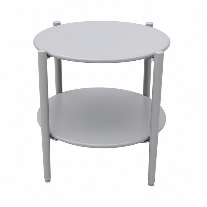 Round Outdoor Coffee Table With Shelf For Garden - Gray Home Essentials